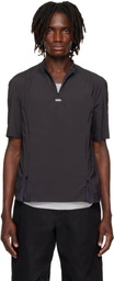 AMOMENTO Gray Mock Neck Zip T-shirt