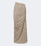 Alaïa Gathered polka-dot jersey maxi skirt