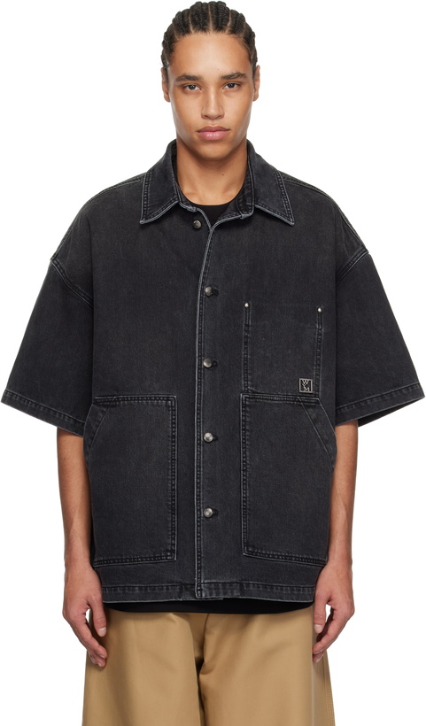 Photo: WOOYOUNGMI Black Faded Denim Shirt