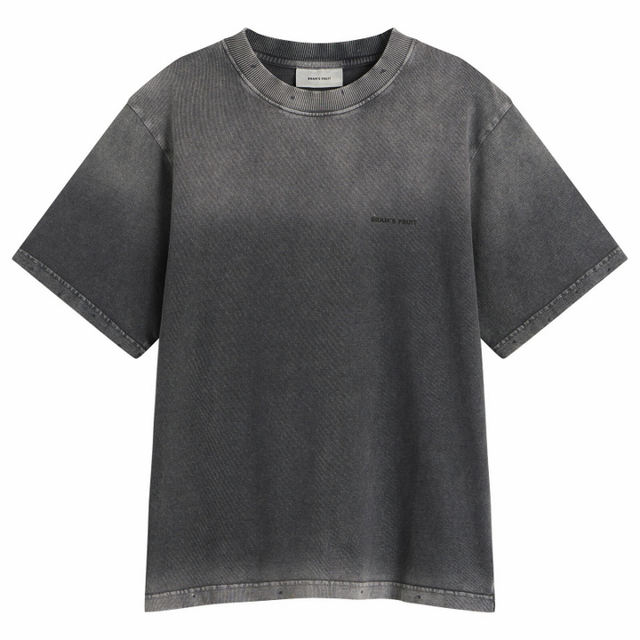 Photo: Bram's Fruit Men's Distressed Big Lemon Outline T-Shirt in Shadow Black