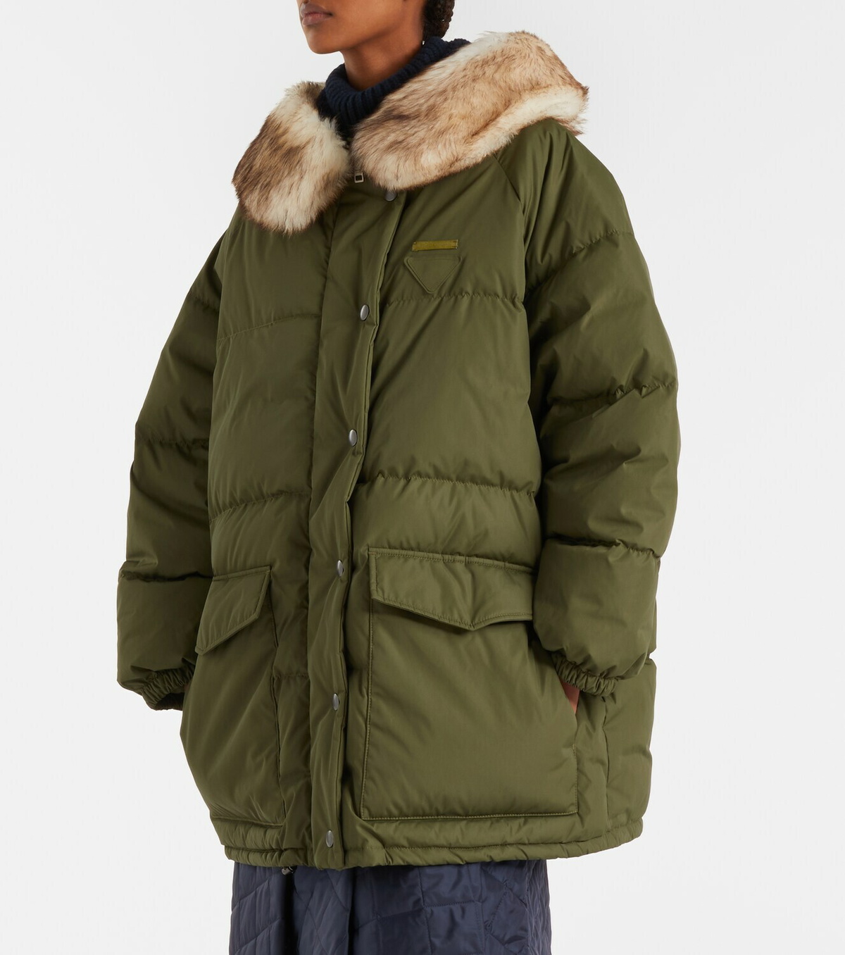 Prada Shearling-trimmed down coat