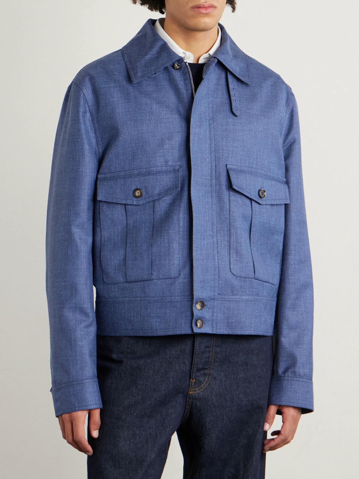 Gabriela Hearst - Filipo Wool, Silk and Linen-Blend Jacket - Blue
