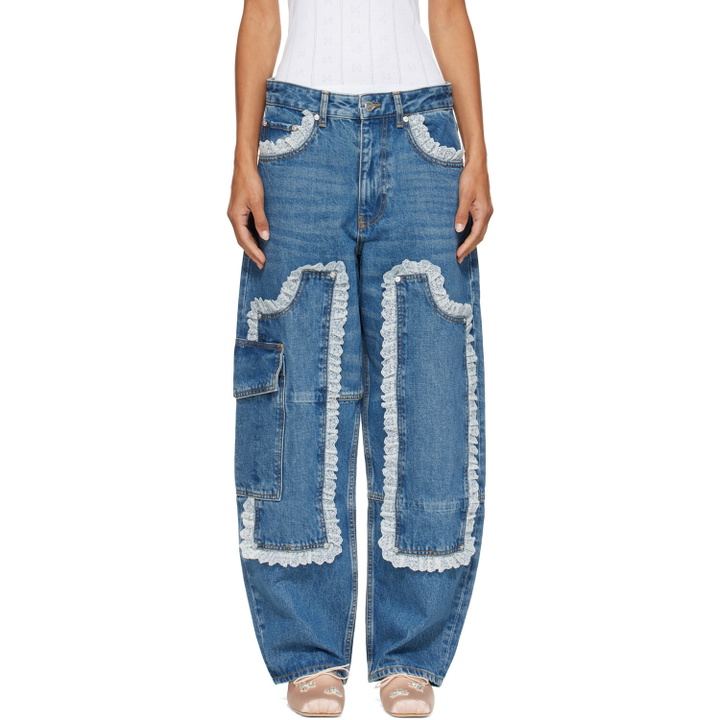 Photo: GANNI Blue Audri Lace Cargo Jeans