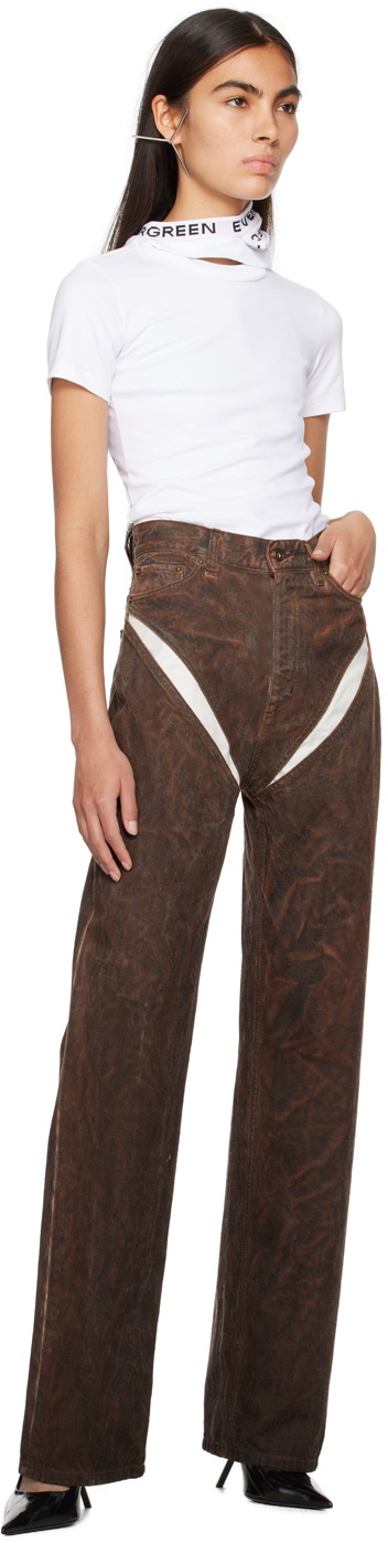 Y/Project SSENSE XX Brown Cut-Out Jeans Y/Project