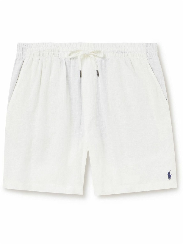 Photo: Polo Ralph Lauren - Prepster Logo-Embroidered Linen Drawstring Shorts - White