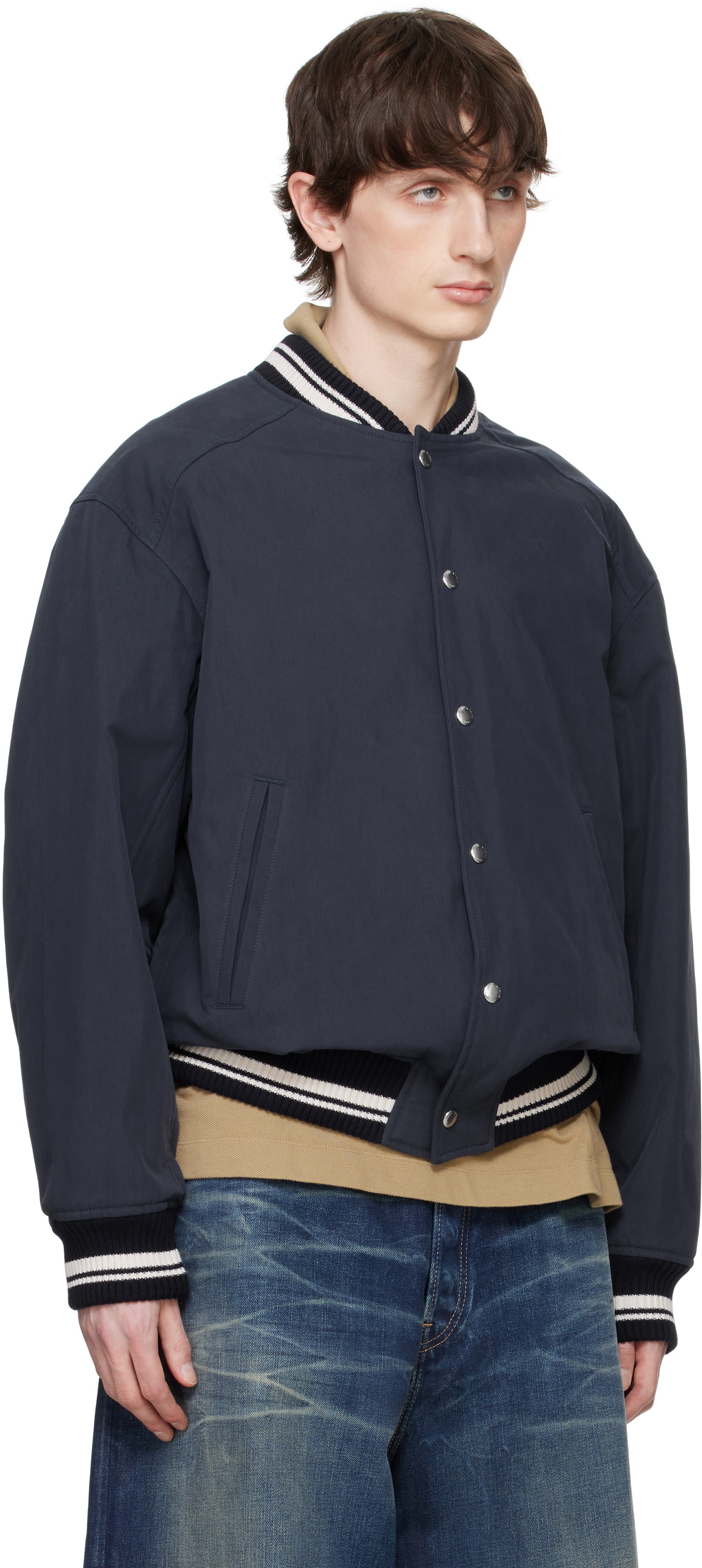 Maison Kitsuné Navy Teddy Bomber Jacket