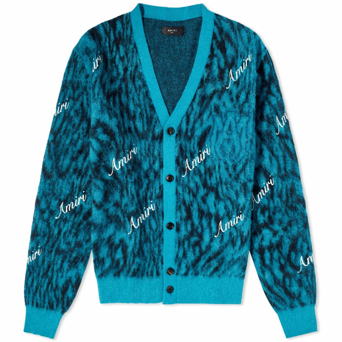 AMIRI Men's Mohair Cheetah Cardigan in Aqua Amiri