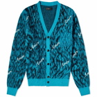 AMIRI Men's Mohair Cheetah Cardigan in Aqua