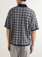 The Elder Statesman - Checked Cashmere Polo Shirt - Blue