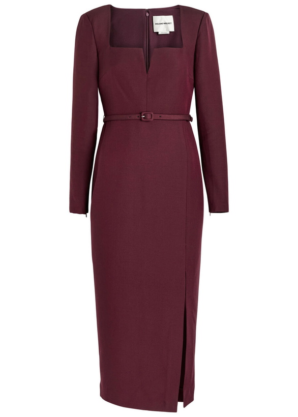 Photo: Roland Mouret Cutout Wool and Silk-blend Midi Dress Burgundy