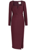 Roland Mouret Cutout Wool and Silk-blend Midi Dress Burgundy
