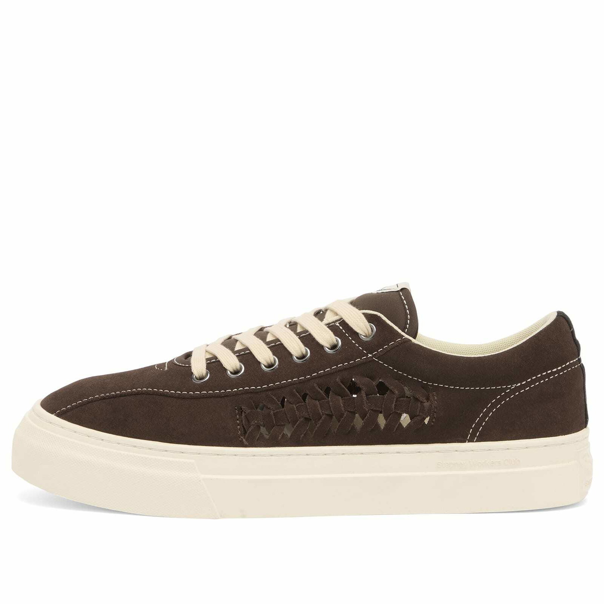 Stepney Workers Club Men's Dellow Woven Suede Sneaker in Dark Brown