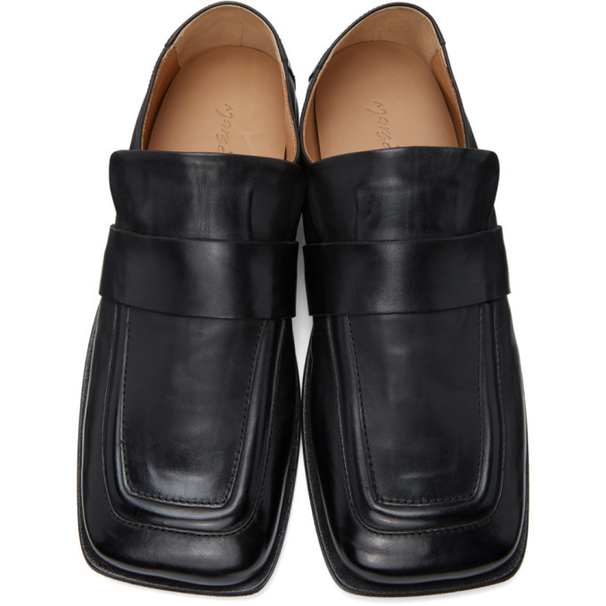 【関税込み】Marsell ブラック Spato ローファー Marsèll Spatola square-toe Leather Loafers | Black | FARFETCH