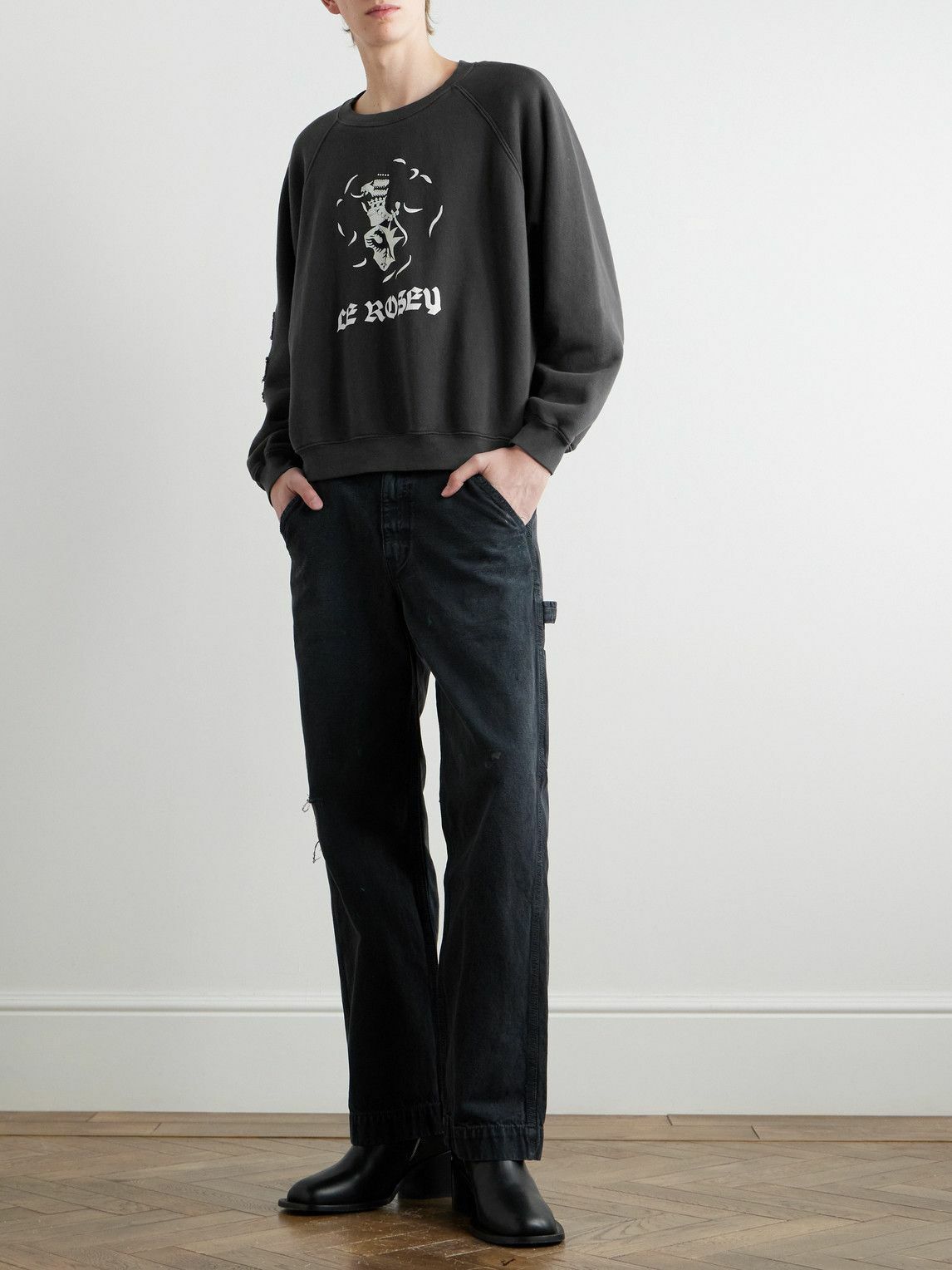 【Enfants Riches Deprimes】Le Rosey ロゴ ダメージスウェット Enfants Riches Déprimés - Le Rosey Logo-Print Distressed