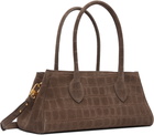AMIRI Brown Suede Croc Honey 40 Shoulder Bag