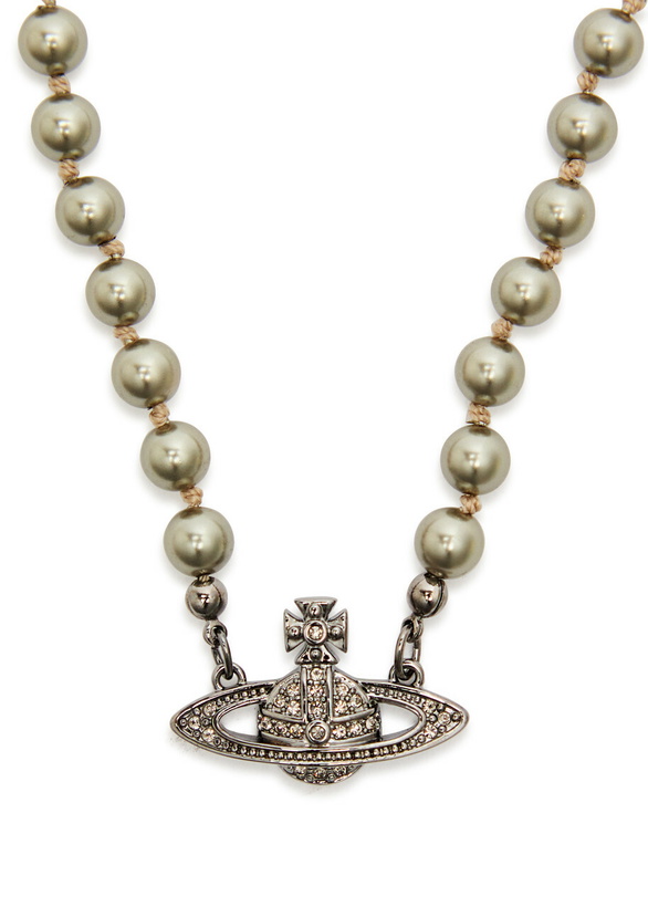 Photo: Vivienne Westwood Mini Bas Relief orb Necklace - Black - One Size