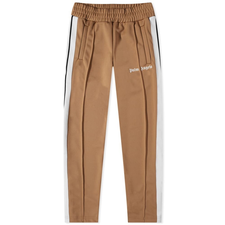 Photo: Palm Angels Men's Slim Taped Track Pant in Beige /White