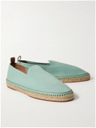Loro Piana - Seaside Walk Leather-Trimmed Cotton and Silk-Blend Espadrilles - Green