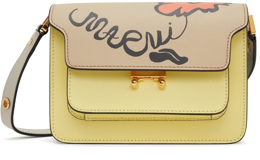 Marni Trunk Mini Leather Shoulder Bag in Yellow