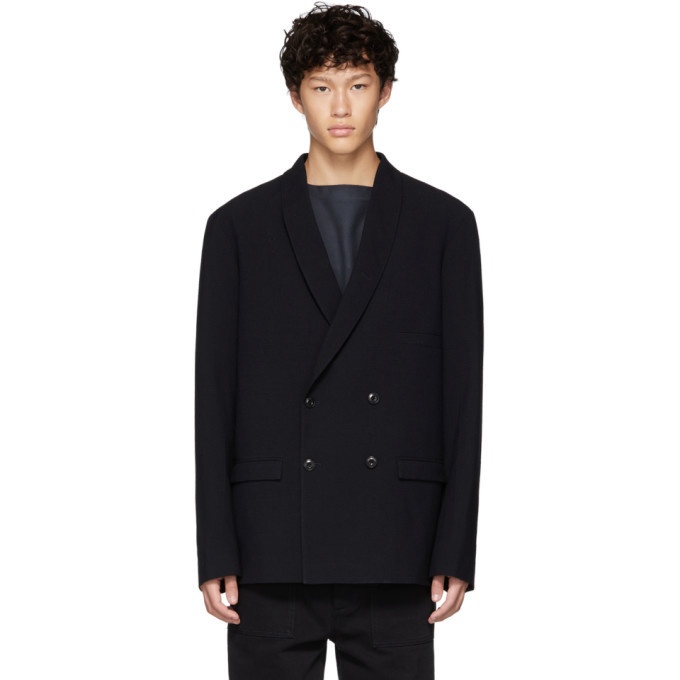 Photo: Lemaire Blue Wool Double-Breasted Blazer