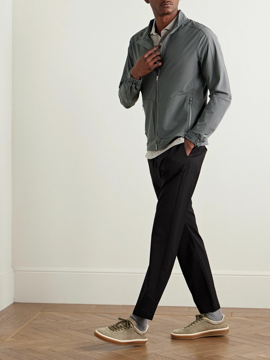 Peter Millar - Harris Herringbone Stretch-Cotton and Modal-Blend Polo Shirt - Gray
