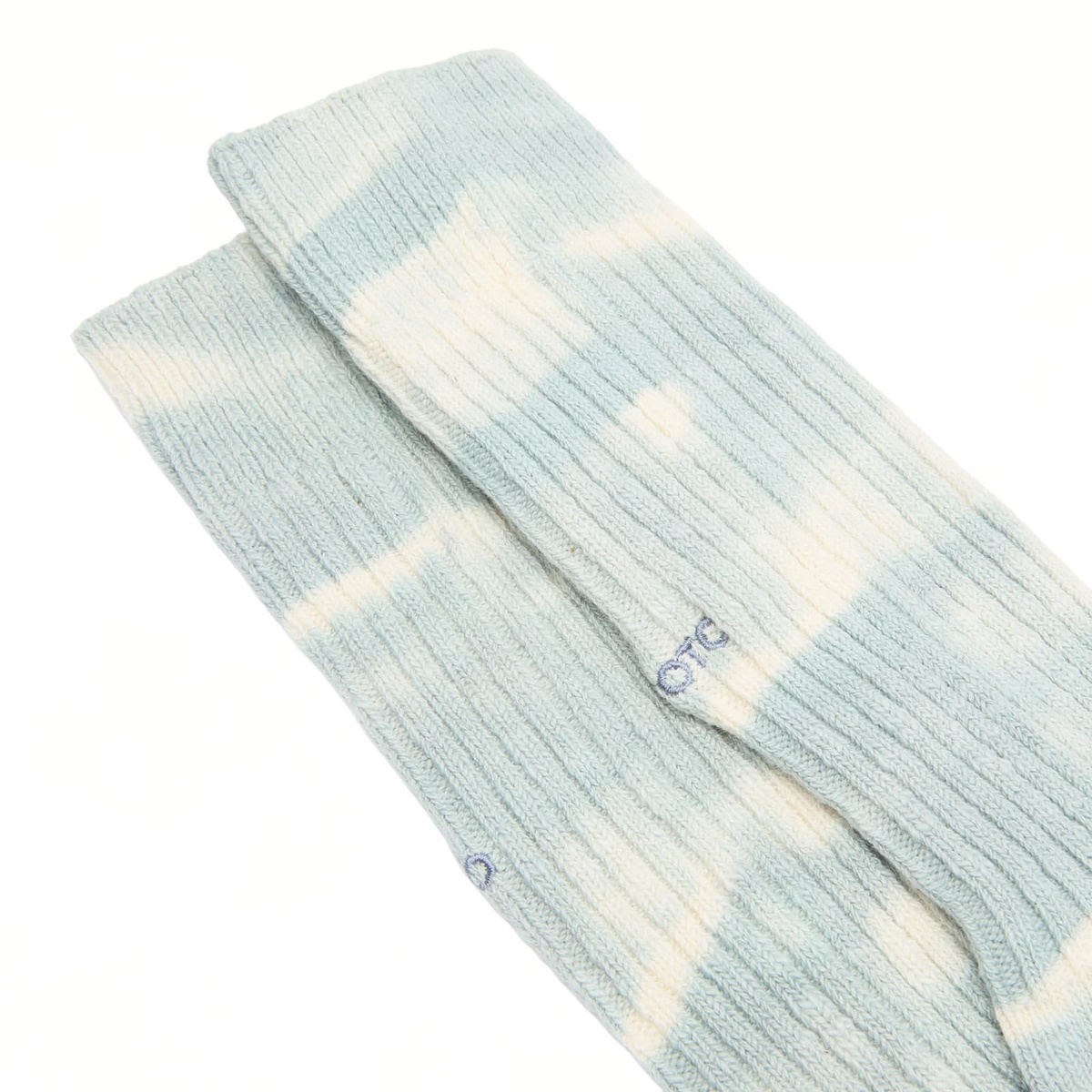 RoToTo Tie Dye Ribbed Crew Sock in Water Blue