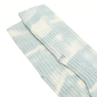RoToTo Tie Dye Ribbed Crew Sock in Water Blue