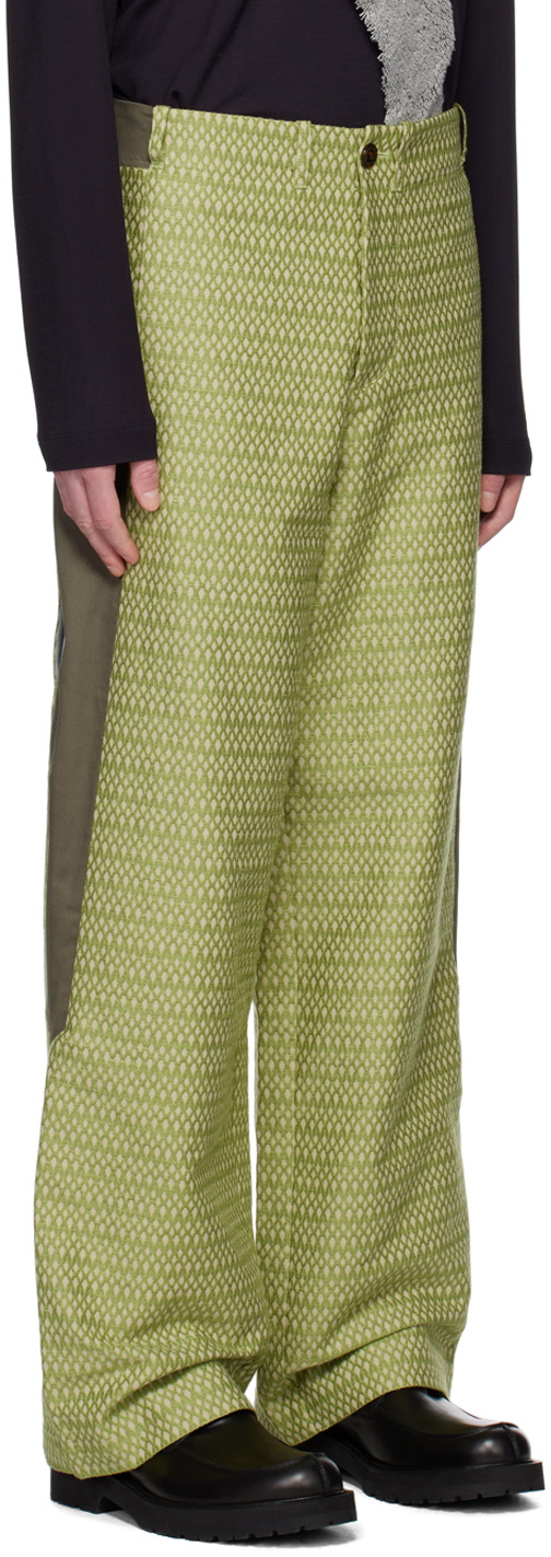 Kiko Kostadinov Green Tonkin Contrast Trousers Kiko Kostadinov