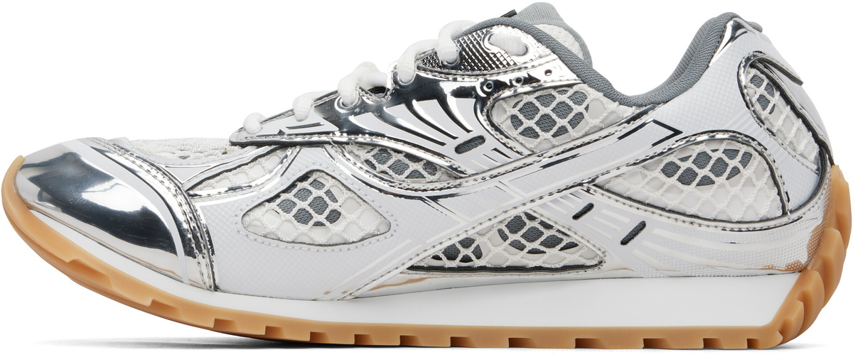 Bottega Veneta White & Silver Orbit Sneakers