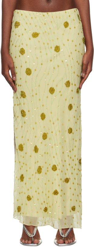 Photo: Mirror Palais Green Beaded Maxi Skirt