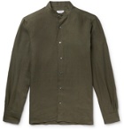 De Petrillo - Grandad-Collar Linen Shirt - Green