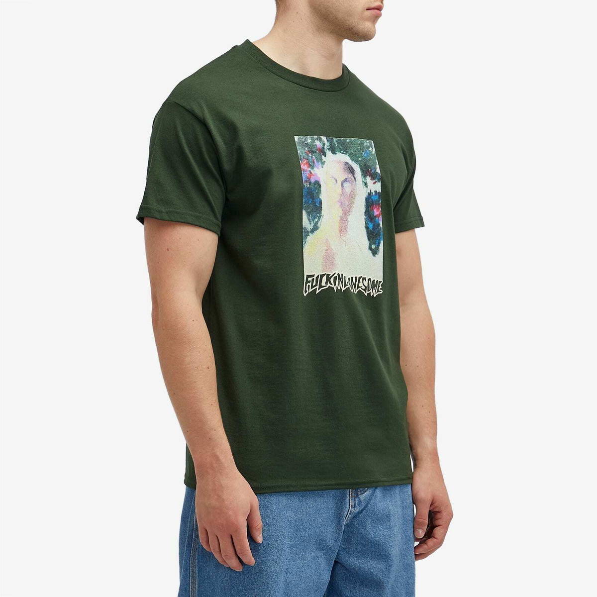 Fucking Awesome Men's Painterly T-Shirt in Forest