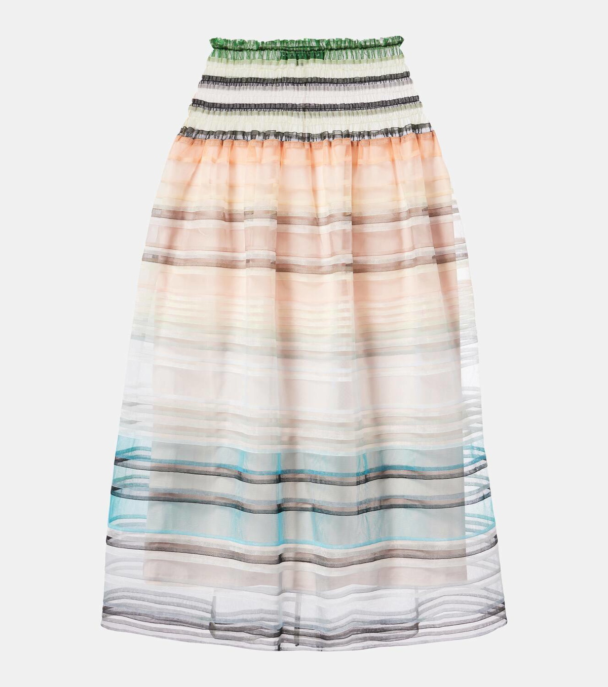 Susan Fang Striped tulle midi skirt