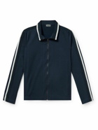 Hanro - Yves Webbing-Trimmed Double-Faced Cotton-Blend Jersey Track Jacket - Blue
