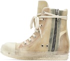 Rick Owens Biege Leather Sneakers