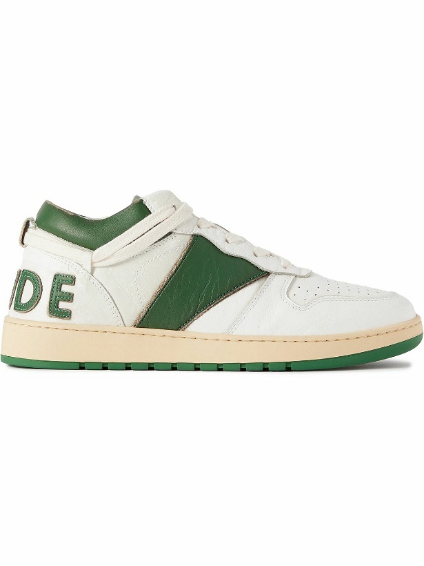 Photo: Rhude - Rhecess Colour-Block Distressed Leather Sneakers - White
