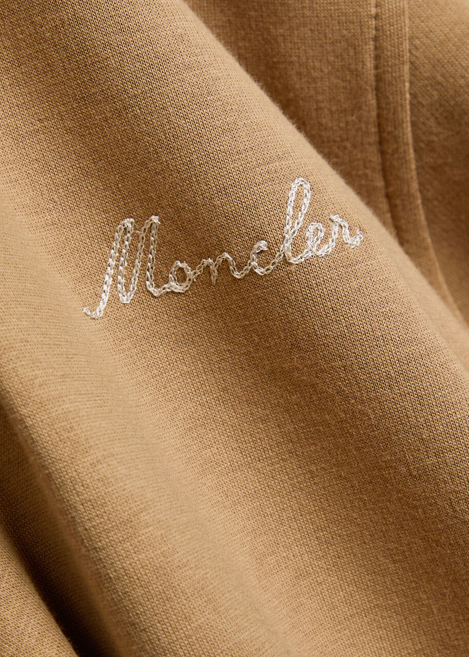 Moncler Logo-embroidered Cotton-blend Sweatshirt Beige