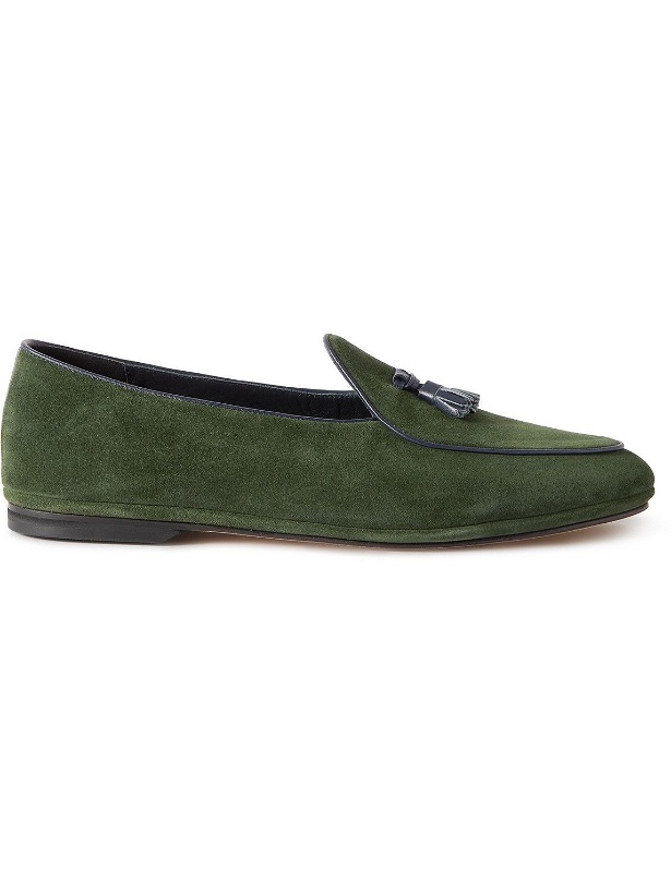 Photo: Rubinacci - Marphy Leather-Trimmed Suede Tasseled Loafers - Green