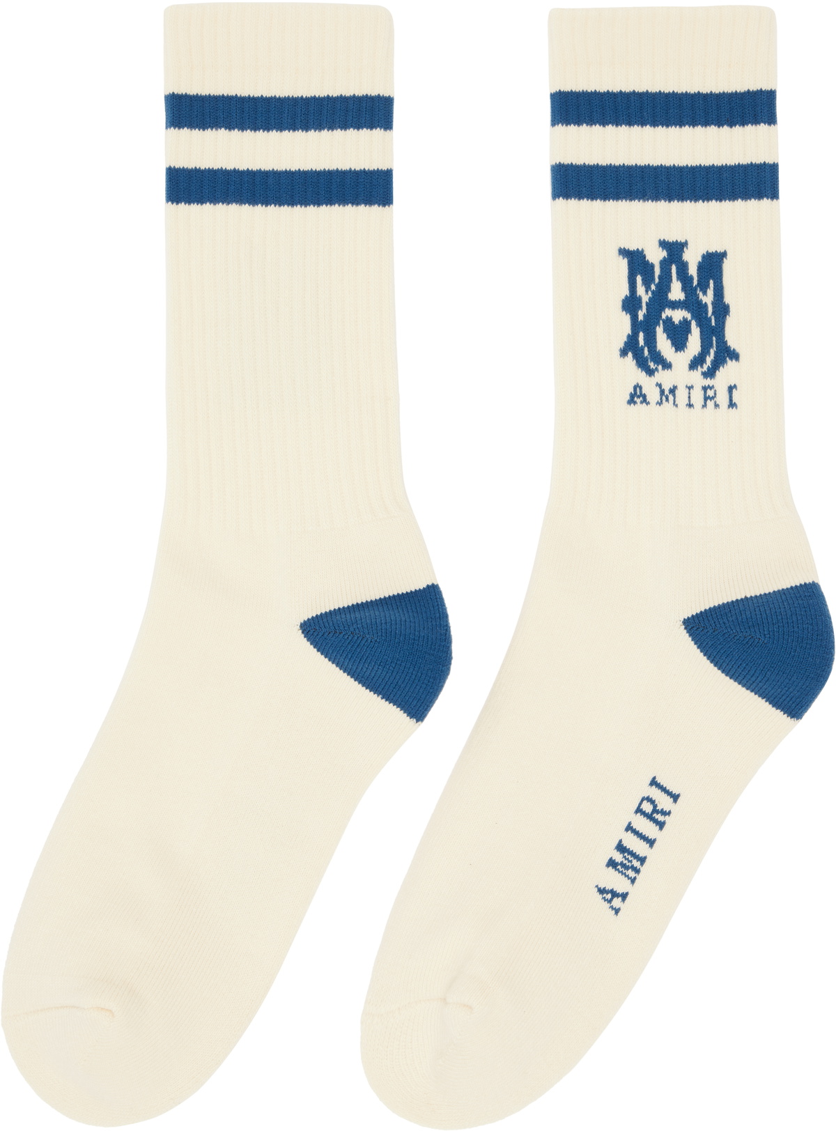 AMIRI Off-White & Blue MA Core Logo Socks
