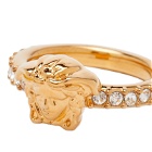 Versace Women's Small Medusa Head Crystal Ring in Gold