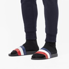 Moncler Men's Basile Tricolour Pool Slide in Black/Red/White/Blue