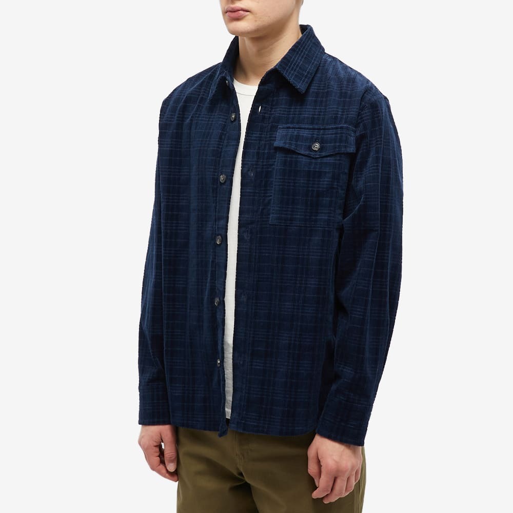 A.P.C. Men's Basile Check Corduroy Overshirt in Marine