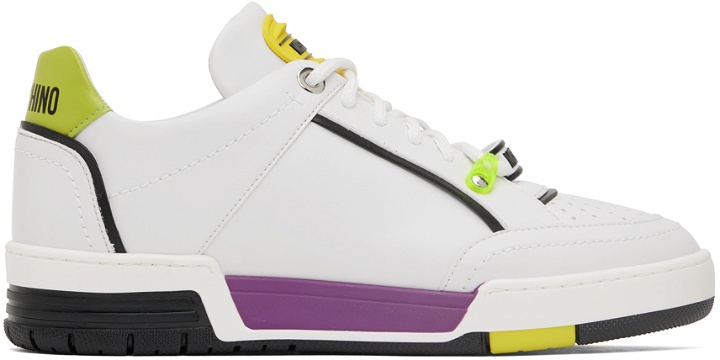 Photo: Moschino White Streetball Low-Top Sneakers