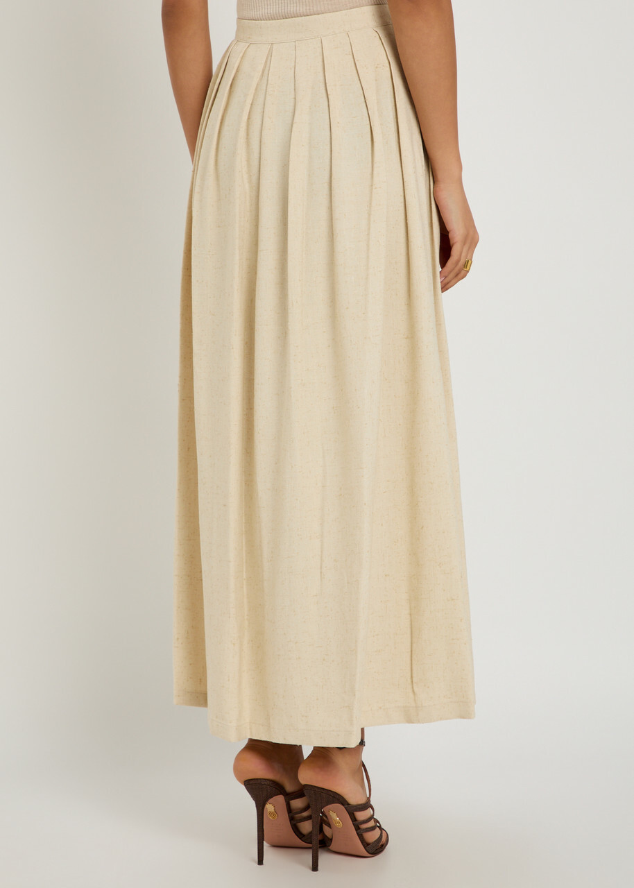 Giuliva Heritage The Lea Pleated Woven Maxi Skirt Ecru