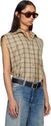 Acne Studios Beige Check Button-Up Vest