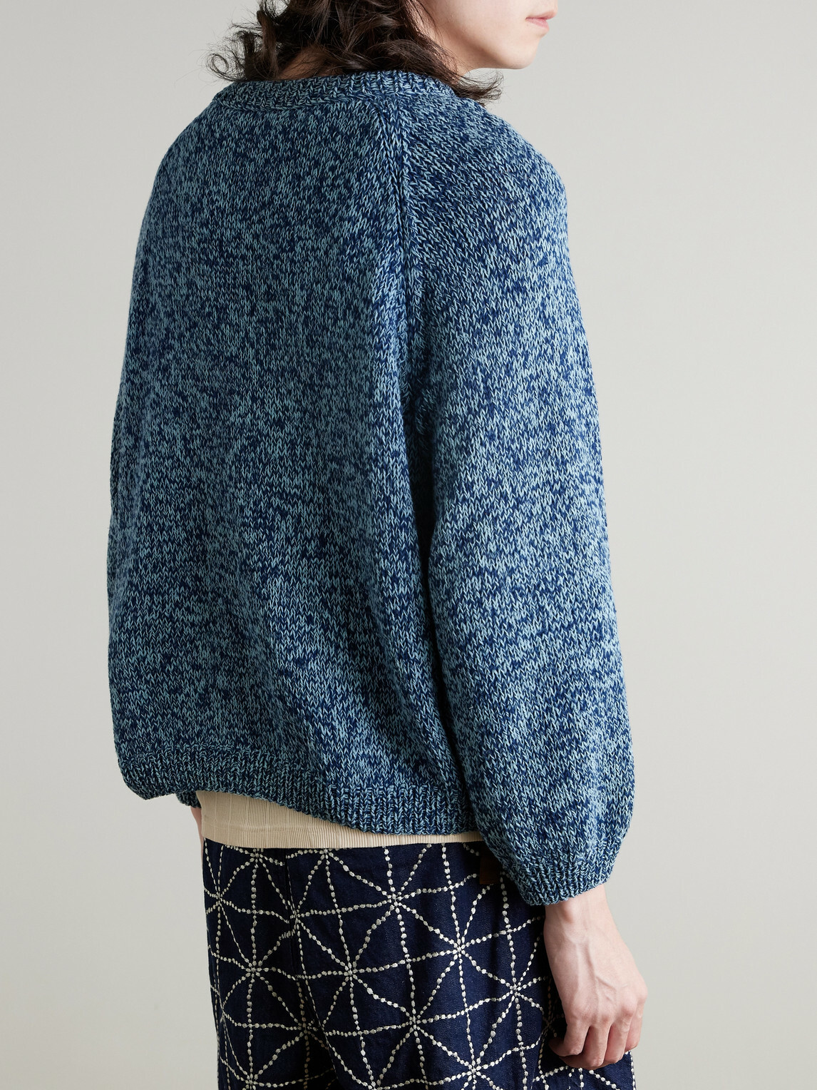 Story mfg. - Bulb Appliquéd Organic Cotton Sweater - Blue