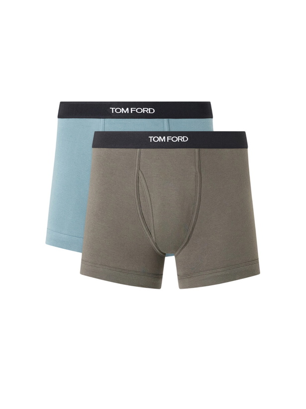 Photo: TOM FORD - Two Pack Logo-Jacquard Waistband Cotton-Stretch Jersey Boxer Briefs - Multi