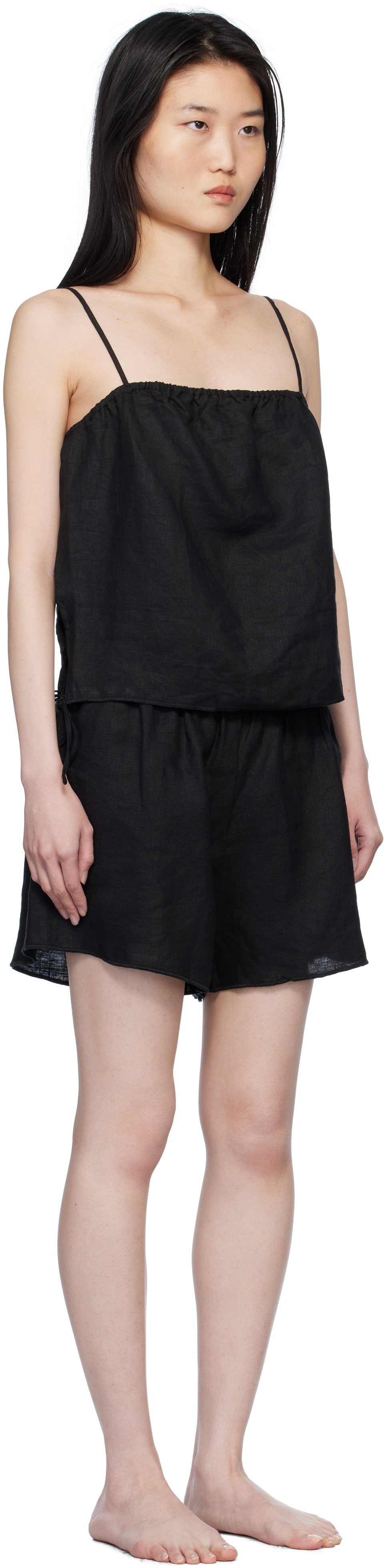 Deiji Studios Black Babylock Linen Pyjama Set