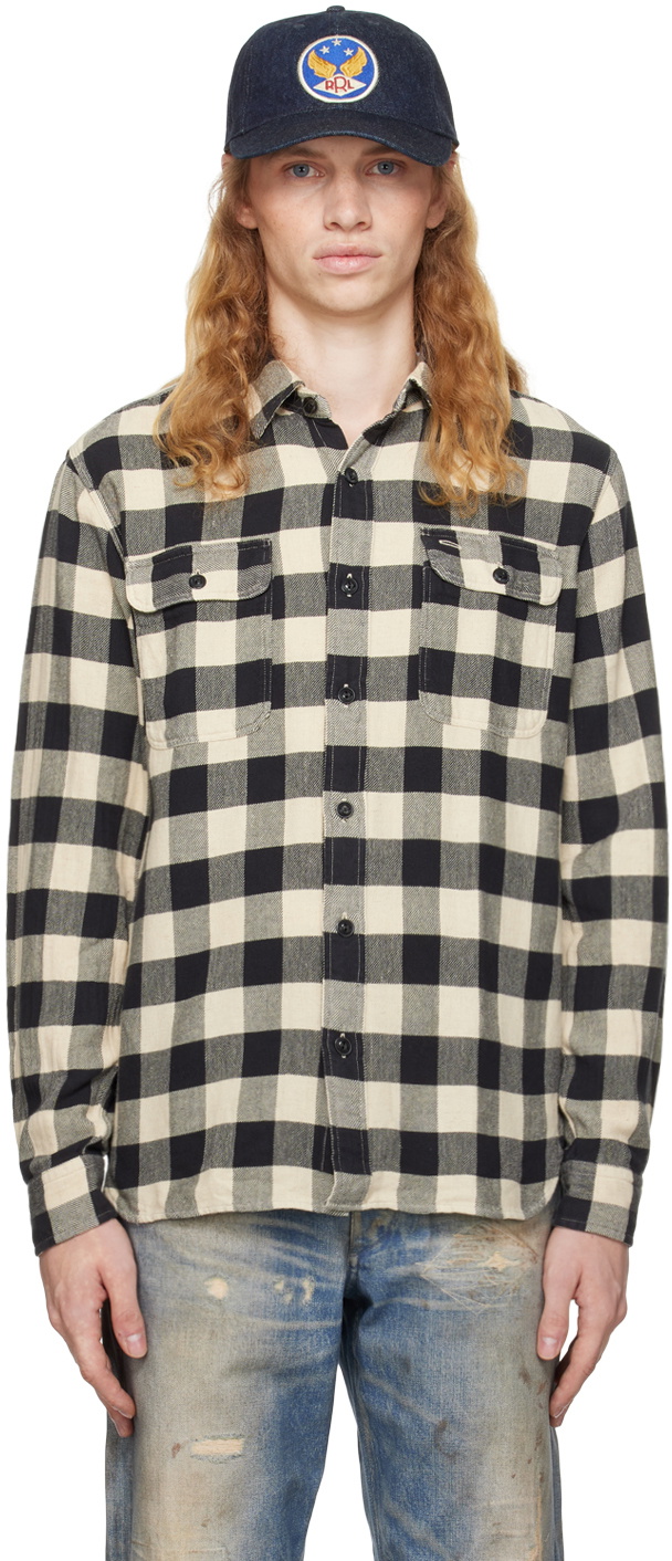 RRL Black & Off-White Buffalo Check Work Shirt RRL