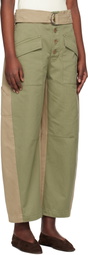 SEA NY Green & Beige Carolina Trousers